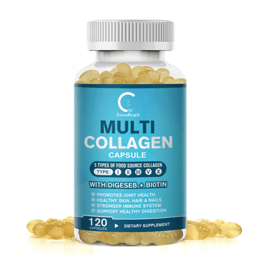Multi Collagen Pills 5000mg, Types I, II, III, V & X for Hair Skin and Nails Healthy, 120 Capsules