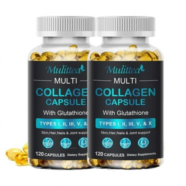 Multi Collagen Plus - Hyaluronic Acid, Vitamin C - Collagen for Women & Men - Hair Growth Support Supplement - Skin, Nails Beauty Complex - 120 Capsules(2 Pack)
