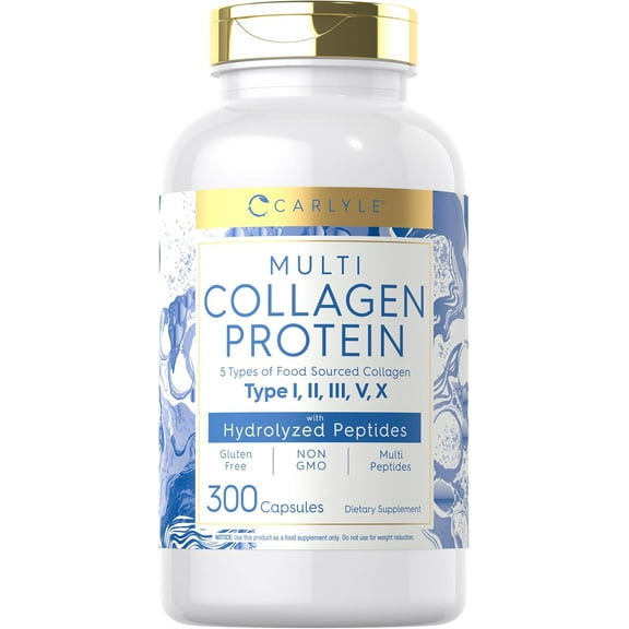 Multi Collagen Protein 2000mg | 300 Capsules | Type 1, 2, 3, 5, 10 | by Carlyle