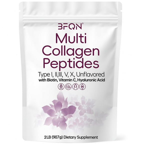 Multi Collagen Protein Powder, Type I, II, III, V, X, Hydrolyzed Collagen, Hyaluronic Acid Power, Biotin, Vitamin C Unflavored Collagen Peptides Easy Dissolve