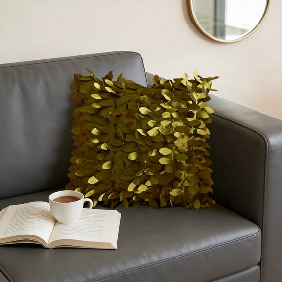 Multi-Color 3D Leaf Pattern Pillow Cover | Decorative Satin Sofa Cushion Cover for Living Room, Bed, Hotel | 45x45cm Polyester Backrest Cover