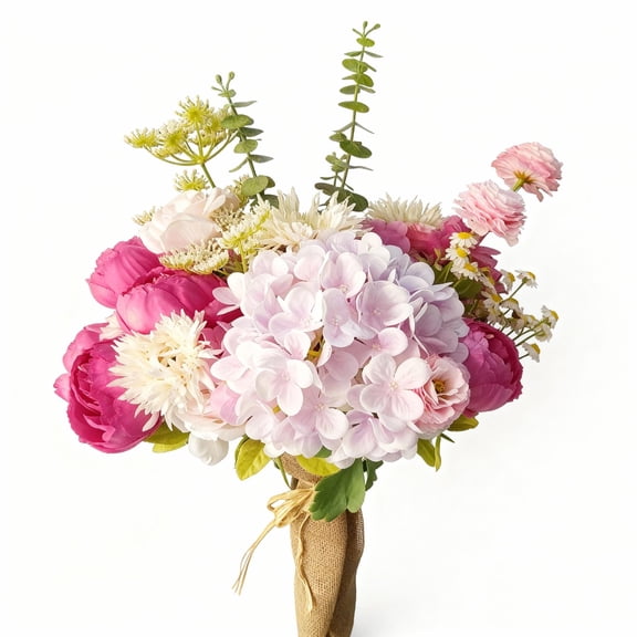 Multi Color Artificial Flowers Bouquet - Multi Color Silk Flowers 8 Varieties, Realistic for Home Hotel Office