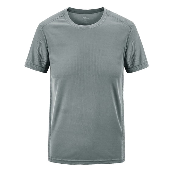 Multi Color Athletic Crew Neck T Shirt for Men, Lightweight Short Sleeve Sport Top, Sweat Resistant Fabric for Cycling Hiking Summer Outfits Gray XXXXL