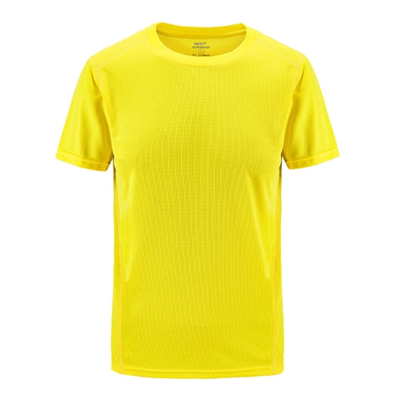Multi Color Athletic Crew Neck T Shirt for Men, Lightweight Short Sleeve Sport Top, Sweat Resistant Fabric for Cycling Hiking Summer Outfits Yellow XXXXL