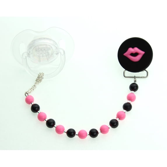 Multi Color Baby Lips Pacifier Clip with Matching Beads