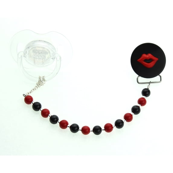 Multi Color Baby Lips Pacifier Clip with Matching Beads