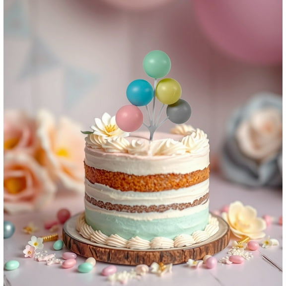 Multi Color Balloon Bouquet Cluster / Single Birthday Balloon Pick Cake Topper Decorative Picks for cake decoration