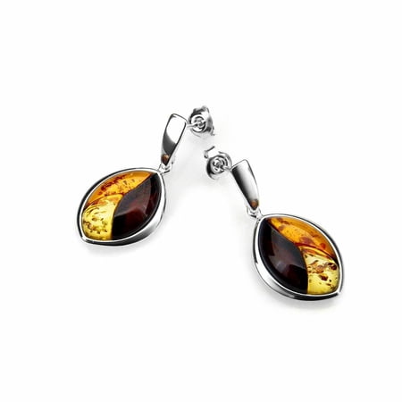 Multi-Color Baltic Amber Earrings in Sterling Silver E2079