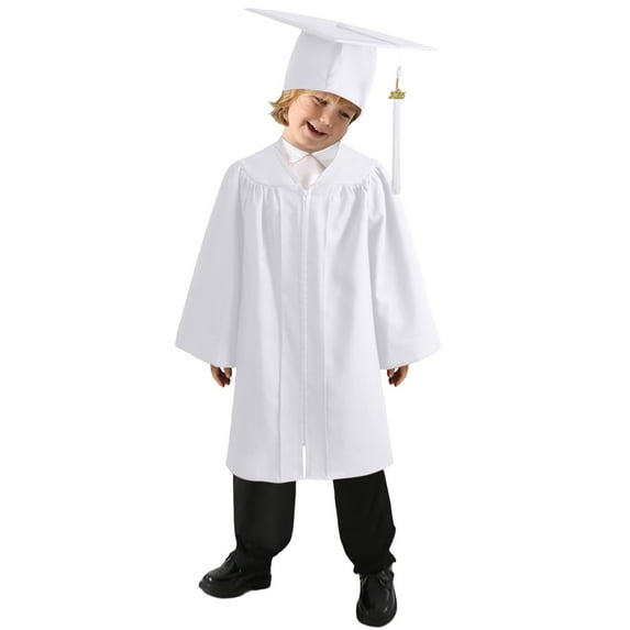 2025 Children Kindergarten Graduation Cap And Gown With 2025 Tassel White Cap And Gown For Kids