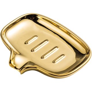 Modern Gold Ceramic Soap Holder - Decorative Soap Dish For Bathroom, Bathtub, Or Sink, Easy To Clean Soap Tray