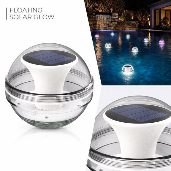 Multi Color Changing Floating Solar Lights, 4.3x4.3x4.7 Inch Waterproof LED Swimming Pool Orbs, Auto Sensor Backyard Pond Ambient Lamp, 1 Pack