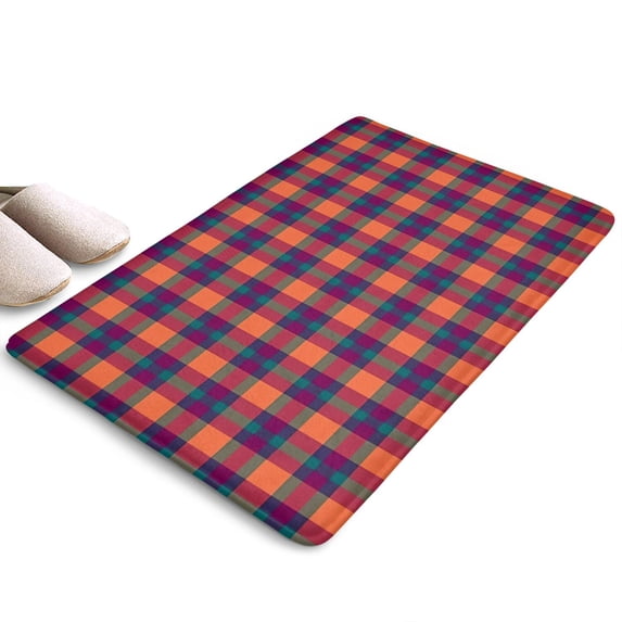 Multi Color Checkerboard Checkered Flannel Non Slip Door Rugs,Washable Door Mats Indoor,Decorative Door Mats,Dirt-Resistant and Absorbent Doormat for Entrance,Bedroom,Kitchen,Bathroom,23.5"x16"