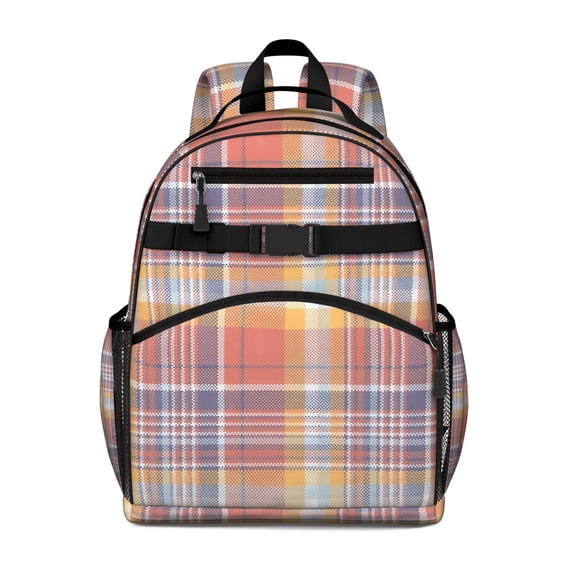 Multi Color Checkerboard Checkered Pattern Backpack for School,Cute School Bag,Schoolbag with Adjustable Shoulder Straps & Padded Back,15.25"x11.5"x5.25"