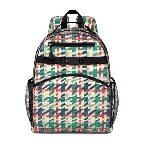 Multi Color Checkerboard Checkered Pattern Backpack for School,Cute School Bag,Schoolbag with Adjustable Shoulder Straps & Padded Back,15.25"x11.5"x5.25"