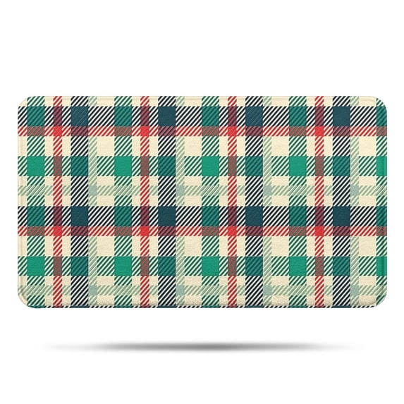 Multi Color Checkerboard Checkered Pattern Bathroom Rugs Mat,Non Slip Microfiber Bathroom Rug,Rubber Backing,Soft Bathroom Mats for Bathroom Floor,Tub and Shower,17x30in(43x75cm)