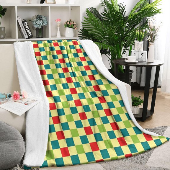 Multi Color Checkerboard Checkered Pattern Blanket,Comfortable Soft Flannel Throw Blanket,All Season,Warm Lightweight Blankets for Sofa Bed Couch Living Room Chair,50"x60"