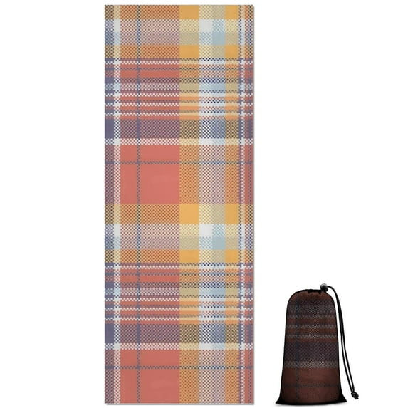 Multi Color Checkerboard Checkered Pattern Hot Yoga Mat Towel Non Slip for Hot Yoga - Quick-Drying Yoga Mat Cover with 4 Corner Pockets with Travel Bag - Hot Yoga Towel Non Slip 74"x26"