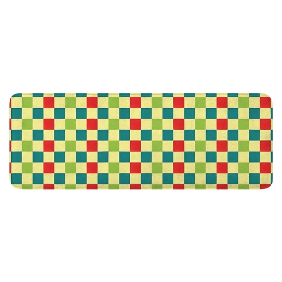 Multi Color Checkerboard Checkered Pattern Kitchen Rug Mat,Kitchen Runner Rugs Non Skid Washable,Decorative Kitchen Floor Mats for Kitchen,Sink,Laundry,17"x47.2"