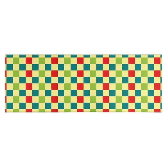 Multi Color Checkerboard Checkered Pattern Kitchen Rug Mat,Kitchen Runner Rugs Non Skid Washable,Decorative Kitchen Floor Mats for Kitchen,Sink,Laundry,17"X47"