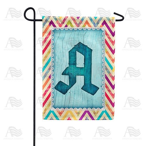 Multi Color Chevron Monogram Trendy Contemporary Initial Outdoor Welcome Display, 12x18 POLE NOT INCLUDED