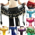 thumbnail image 1 of Multi Color Chiffon Belly Dance Hip Wrap Scarf Coin Sequin Waistband Skirt Drop Shipping, 1 of 2