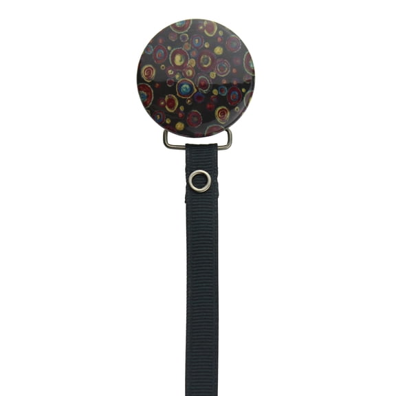 Multi Color Circles Pacifier Clip with Matching Ribbon