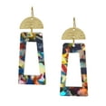 thumbnail image 1 of Multi Color Confetti Rectangle Boho Statement Earrings, Hypoallergenic Earwires, 1 of 4