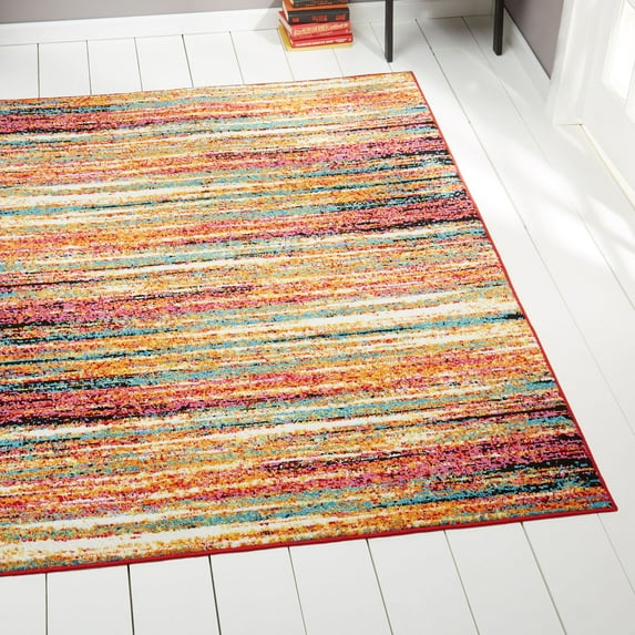 Multi-Color Contemporary 8x10 Area Rug Modern Lines Stripes - Actual 7' 10" x 10' 2" Rectangle
