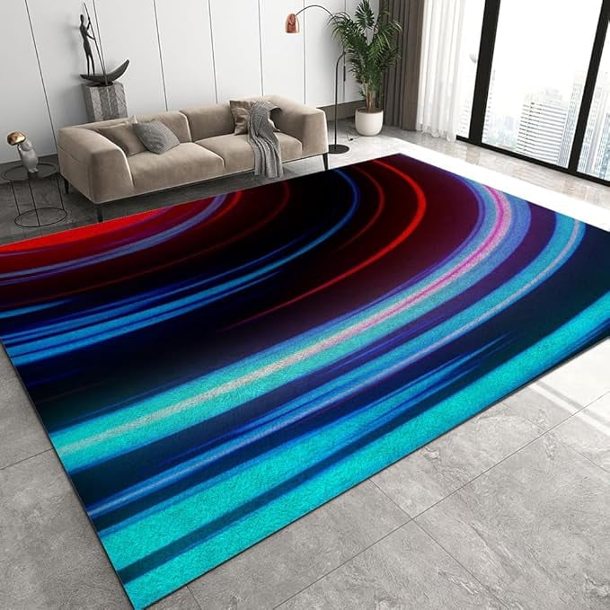 Multi-Color Cool Ripple Texture Area Rug, Neon Colorful Cool Design ...