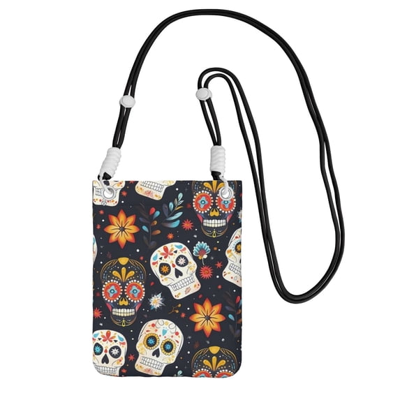 Multi-Color Cross-Body Handbag 8.27×5.91in Waterproof, Scratch-Resistant And Odor-Free Detachable Shoulder Strap Festive Cute Sugar Skulls (3)
