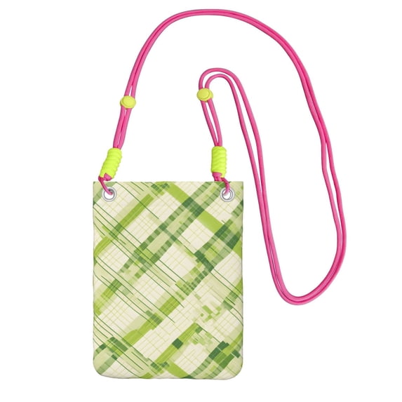Multi-Color Cross-Body Handbag 8.27×5.91in Waterproof, Scratch-Resistant And Odor-Free Detachable Shoulder Strap Lime Houndstooth Hand-Drawn Sketch_4