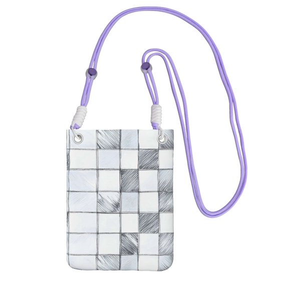 Multi-Color Cross-Body Handbag 8.27×5.91in Waterproof, Scratch-Resistant And Odor-Free Detachable Shoulder Strap Silver Checked Hand-Drawn Sketch_3