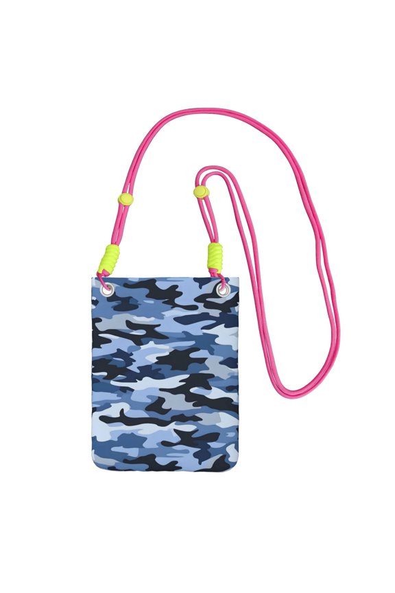Multi-Color Cross-Body Handbag 8.27×5.91in Waterproof, Scratch-Resistant And Odor-Free Detachable Shoulder Strap Vector Camouflage Pattern Blue_4