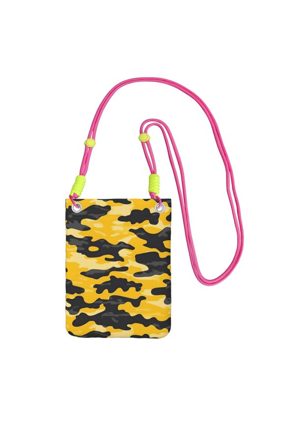 Multi-Color Cross-Body Handbag 8.27×5.91in Waterproof, Scratch-Resistant And Odor-Free Detachable Shoulder Strap Vector Camouflage Pattern Yellow_3