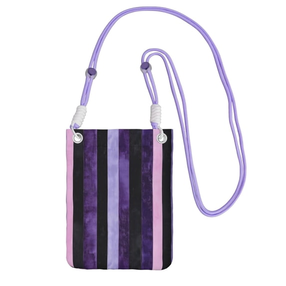 Multi-Color Cross-Body Handbag 8.27×5.91in Waterproof, Scratch-Resistant And Odor-Free Detachable Shoulder Strap Violet White Stripe_4
