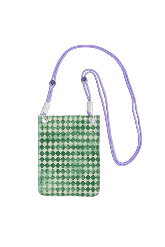 Multi-Color Cross-Body Handbag 8.27×5.91in Waterproof, Scratch-Resistant And Odor-Free Detachable Shoulder Strap Green Houndstooth Vintage Texture Hand-Drawn Sketch_4