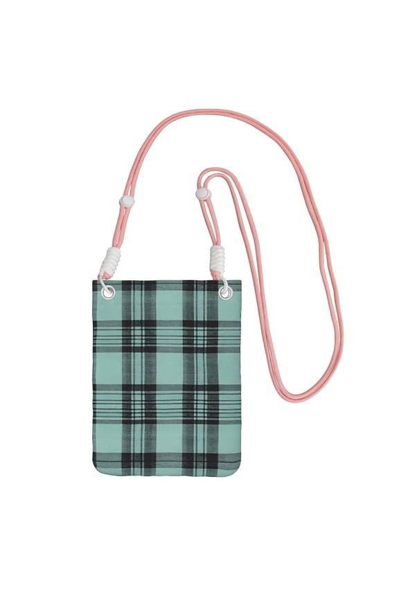 Multi-Color Cross-Body Handbag 8.27×5.91in Waterproof, Scratch-Resistant And Odor-Free Detachable Shoulder Strap Paleturquoise Buffalo Plaid Check Tartan Scotland_3