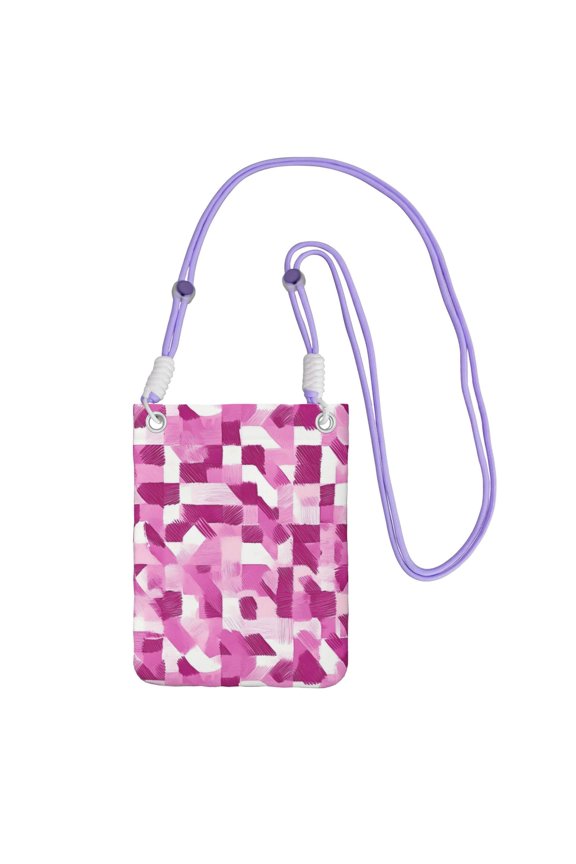 Multi-Color Cross-Body Handbag 8.27×5.91in Waterproof, Scratch-Resistant And Odor-Free Detachable Shoulder Strap Pink Abstract Houndstooth Hand-Drawn Sketch_3
