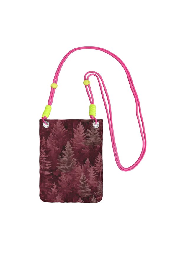 Multi-Color Cross-Body Handbag 8.27×5.91in Waterproof, Scratch-Resistant And Odor-Free Detachable Shoulder Strap Realistic Forests Camouflage Pattern Conifer Maroon_2
