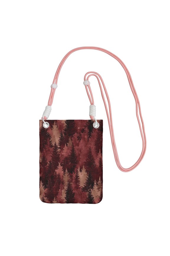 Multi-Color Cross-Body Handbag 8.27×5.91in Waterproof, Scratch-Resistant And Odor-Free Detachable Shoulder Strap Realistic Forests Camouflage Pattern Conifer Maroon_1