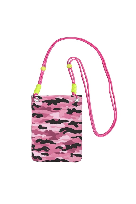 Multi-Color Cross-Body Handbag 8.27×5.91in Waterproof, Scratch-Resistant And Odor-Free Detachable Shoulder Strap Texture Military Camouflage Pattern Abstract Pink_2
