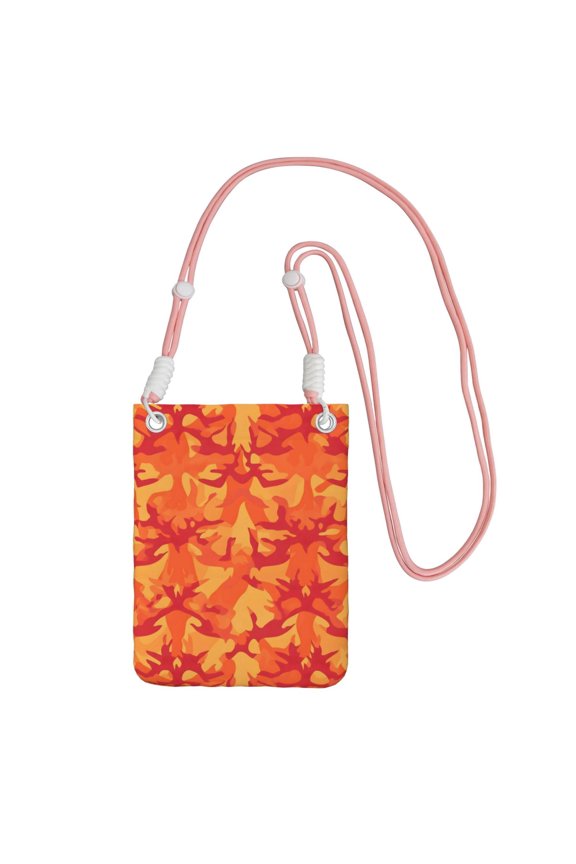 Multi-Color Cross-Body Handbag 8.27×5.91in Waterproof, Scratch-Resistant And Odor-Free Detachable Shoulder Strap Vector Camouflage Pattern Orange Red_2