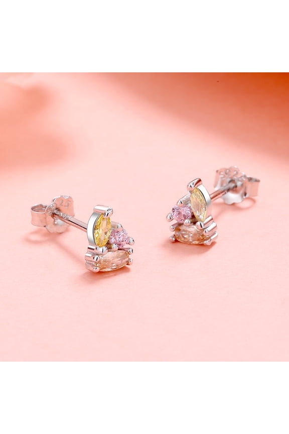 Multi Color Crystal Cluster Stud Earrings