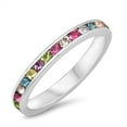 thumbnail image 1 of Multi-Color Cubic Zirconia Eternity Ring Sterling Silver Size 6, 1 of 3