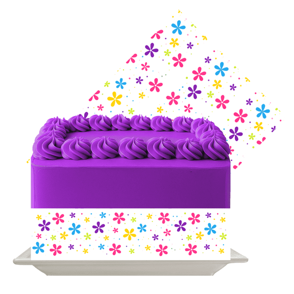 Multi Color Daisy Edible Photo Image Cake Border Decoration