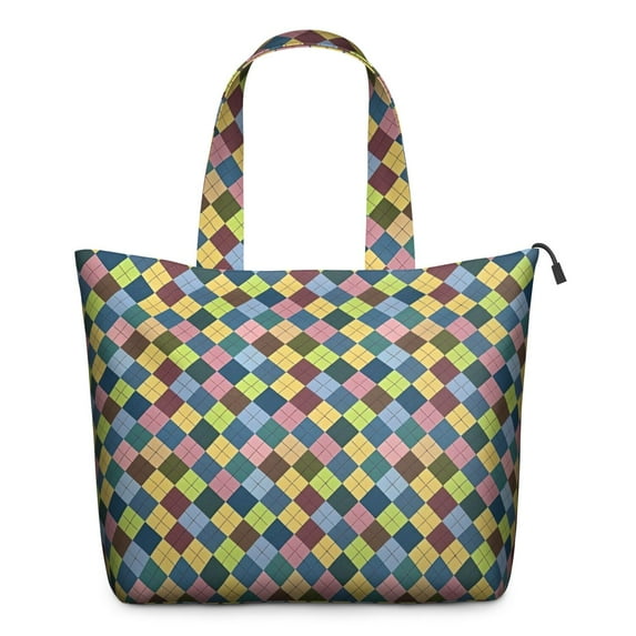 Multi Color Diamond Checkerboard Checkered Pattern Travel Tote Bags for Women Carry On,Large Weekender Bags for Women Travel,Multi Functional Duffle Bag for Work,Shopping,Sports