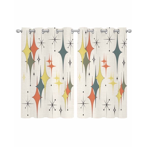 Multi-Color Diamond Sheer Curtains 39 Inch Length 2 Panels Set for Living Room/Bedroom, Modern Geometric Middle Century Beige Kitchen Curtains Grommet Curtains Window Treatments 27.5"x39"x2