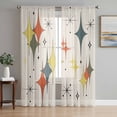 thumbnail image 1 of Multi-Color Diamond Sheer Curtains 63 Inch Length 2 Panels Set Window Treatments, Modern Geometric Middle Century Beige Rod Pocket Semi Curtains for Living Room/Bedroom/Kitchen Décor, 104"W x 63"L, 1 of 7