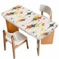 thumbnail image 1 of Multi-Color Diamond Table Cloths for 4 Foot Rectangle Tables, Modern Geometric Middle Century Beige Patio Waterproof Elastic Fitted Tablecloths, Washable Rectangular Table Cover for Camping, 1 of 8