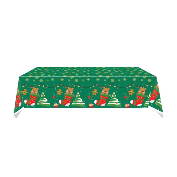 Holiday Party Plastic Tablecloth - 72 in x 54 in, Multi-Color Options for Indoor Outdoor Use